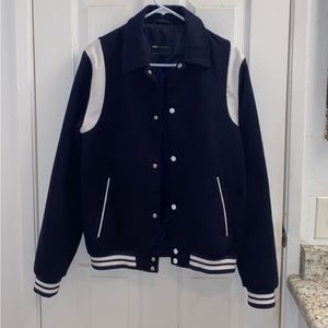 ASOS Navy blue Mens varsity bomber jacket